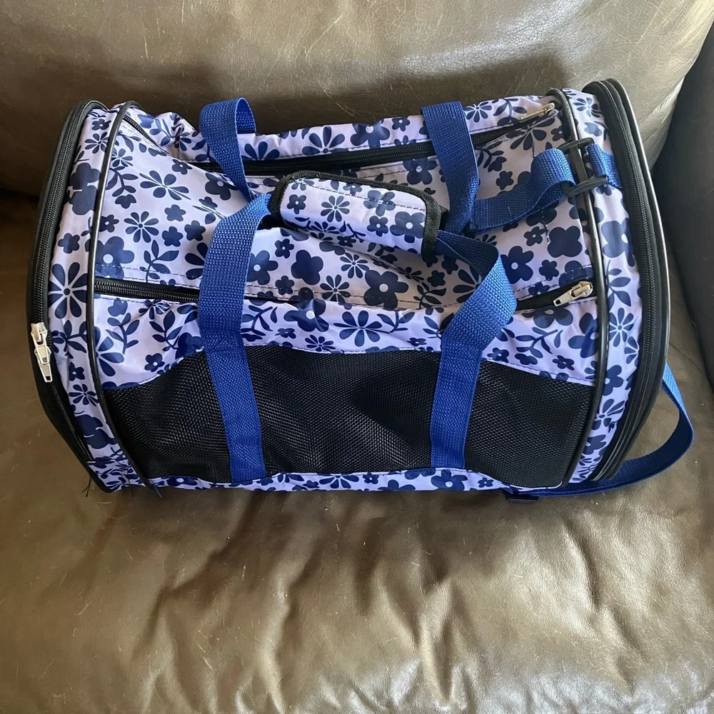 Navy Floral Cat Travel Carrier